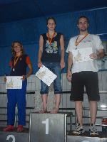 vyhlášení 100P - 1. Adéla Tomášková, 3. Alžběta Řehořková (na fotografii ji zastoupil Peťa Tomášek)