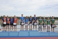 vyhlášení 5 km mix štafety OPEN - 3. Tereza Čermáková, Lenka Pavlacká, Vojislav Štěrba, Tadeáš Neliba